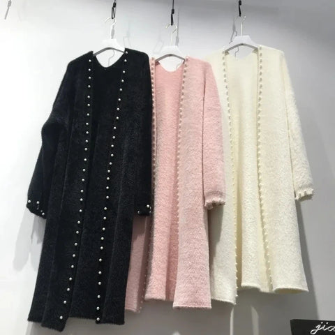 Imitation Mink Velvet Cardigan Sweater Jacket Women Autumn Winter Korean Loose Elegant Knitted Coat Female Tops