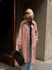 Women Red Plaid Long Trench Coat Casual Lapel Single Breasted Full Sleeve Windbreaker Jacket Y2k Autumn Lady Streetwear