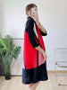 Plaid Printing Pleated Dress For Women Lapel Single Breasted Contrast Color Stitching Dresses 2R1060