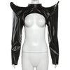 Cyber Y2k Punk Faux Leather Crop Jackets Gothic Grunge Streetwear Coats Zip Up Female High Shoulder Cardigans