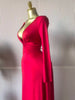 Women Draped Deep V-neck Fit and Flare Long Maxi Dress Winter Evening Prom Party Education Vacation Dresses Vestido
