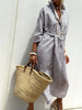 Autumn Long Sleeve Shirt Dress Elegant Belt Long Dress For Women Print Button Lapel Neck Casual Dresses Robe Femme