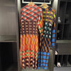 Color-blocking Printed Round Neck Pullover Women's Dress Casual Long Sleeve Mid-length Dresses 2DB4686