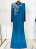 High Street Designer Party Vestido Women's Slit Sleeve Diamonds Beaded Maxi Long Dress