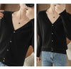 100% Cotton Women's Long Sleeve Top V-neck Coat Knitwear Cropped Coat Cardigans Sweaters Solid Casual 202