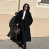 Women's Elegant Autumn Winter Overcoat Bat Sleeve Loose Solid Long Jacket Stand Collar Outwears Female Streetwears