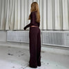 Women's Clothing Cardigan Slim Long Sleeve Low Waist Long Pants Sweater Solid Color Two Piece Outfits Woman Simple Style Casual