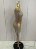 Sparkly Rhinestones Sexy Mesh See Through Bodycon Jumpsuit Women Birthday Gown Women Bar Nightclub Dancer Stage Outfit