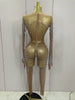 Sparkly Rhinestones Sexy Mesh See Through Bodycon Jumpsuit Women Birthday Gown Women Bar Nightclub Dancer Stage Outfit