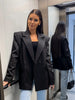Women's Formal Blazers Coat Solid Lapel Two Button Suit Casual Long Sleeve Elegant Suits Pockets Office Work Coat