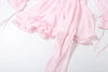 Sweet Style 3D Flower Decoration Dress Women Y2K Flare Sleeve Ruched Ribbon Vacation Elegant Mini Bodycon