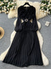 Spring Autumn Elegant Dress for Women French Mushroom Edge Crimping Loose Chiffon Long Sleeve Long Dress C141