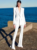 Designer Blazer Suit Set Women's Single Button Red Blazer Flare Pants Suit