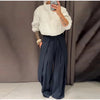 Stripe Pleated Wide Leg Pants For Women Elegant Pockets High Waist Long Trousers Autumn Lady High Street Chic Pants