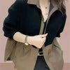 Women Splicing Loose Fitting Jacket Spring Female Leisure Outerwear Ladies Top Grade Long Sleeved Tops Coat