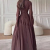 Robes for Woman Elegant O Neck Solid Ruffles Party Pleated Dress Spring Autumn Flare Sleeve Tie-up Slim Female Clothing Vestidos
