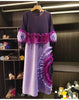 Pleated Tie Flower Long Sleeve Women's Dress Chic Loose Colorblock Patchwork Design Beading Famale Clothing 2DB6651