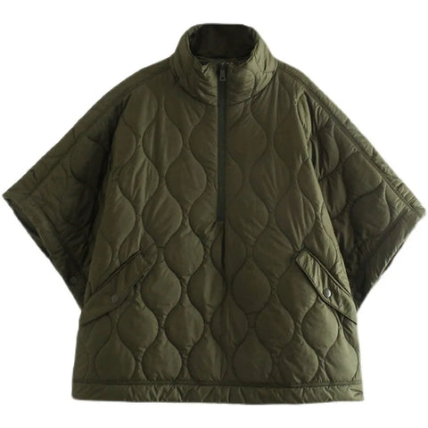 Womens Coat Cotton-padded Zipper Cloak Warm Jacket Winter