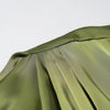 Olive Green Satin Maxi Dress Women Elegant Shawl Design Lace Trim Asymmetrical Hem Ruched Bodycon Formal Dinner Gown