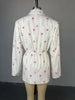 Flowers Print Loose Suit Collar Coat For Women Elegant Belted Waist Cinching Suit Jacket Female Street Chic Top