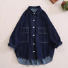 Blue Denim Tops for Women Spring and Autumn Asymmetrical Loose Design Pocket Casual Jacket