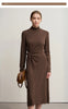 Dresses Woman Winter Elegant Commuter Turtleneck Lace-up Dress Women's Knitted Straight Solid Color Skirt 12544088