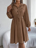 Autumn Winter Dresses for Women Casual Solid Color Button Tie Up Long Sleeved Shirt Dress Blue Green Black Red Woman Clothing