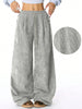 Women's Retro Corduroy Cargo Pants Casual Drawstring Straight Sports Pants Drape Daily Commuting Wide Leg Pants