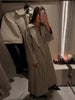 Women Casual Plaid Windbreaker Turn-down Collar Long Sleeve Belt Waist Jacket Spring High Street Lady Commute Coat