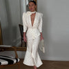 Elegant Women's Printed Waistband Long Dress 3D Flower V-neck Bubble Sleeve Patchwork A-line Dresses Spring Party Robe