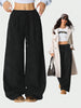 Women's Retro Corduroy Cargo Pants Casual Drawstring Straight Sports Pants Drape Daily Commuting Wide Leg Pants