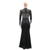 Women Long Sleeve Diamonds Rhinestones High Side Split Mermaid Midi Maxi Dress Even Sexy Party Dresses Vestidos