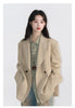 Women Blazers Solid Loose Double-breasted Wide Shoulder Office Ladies Suit Jacket Oversized Coat Spring Autumn