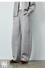 Women's Lazy Academy Soft American Curved Leg Trousers Autumn Paneled Design Pear Figure Shaping Pants