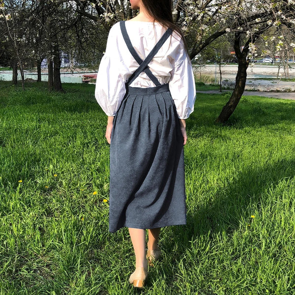 Retro Women's Corduroy Dress Square Neck Casual Medieval Dresses Vestidos Para Mujer