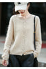 Winter Women's Clothing Tops Brushed Wool Cardigans O Neck Yellow Warm Causal Sweater Soft Solid Knitted Coats B1713005
