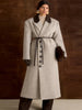 Waist Cinching Woolen Long Coat For Women Lapel Long Sleeve Single-breasted Coat With Belt Lady Commuter Outwears