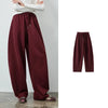 Women's Soft Cotton Curved Leg Long Pants Fall High Waist Drawstring Loose Wide Leg Pear Shape Friendly