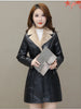 Womens Leather Windbreaker Plus Velvet Thick PU Leather Cotton Coat Long Suit Collar Large Size Warm Leather Jackets