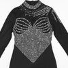 Women Long Sleeve Diamonds Rhinestones High Side Split Mermaid Midi Maxi Dress Even Sexy Party Dresses Vestidos
