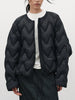 Autumn Winter Lightweight Wave Quilted Puffer Jacket Women Loose Round Neck Short White Duck Down Coat Outwear