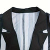Casual Black and White Striped Print Vintage Blazers Women Fall Clothes Coat Notched Collar Single Breasted Outerwears