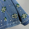 European and American Style High Street Denim Patchwork Suit for Women Long-sleeved Loose Jackets