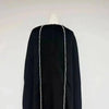 High Neck Cape Sleeve Slim-Fit Maxi Dress Pearl Trim Solid Color Floor Length Modest Abaya Style Formal Occasion Women