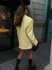 Floral Print Stand Collar Blazer Coat Women Asymmetric Placket Chest Pocket Padded Shoulder Outwear Long Sleeve Suit Jacket