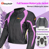 Woman Motorcycle Jacket Winter Warm Windproof Clothing Body Riding Safety Coat Built-in Protective Pads and Thermal Liner JK-64