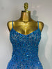 Rhinestones Sexy Mesh See Through Bodycon Dress Women Birthday Evening Cocktail party Gown Red Carpet Club Stage Outfit