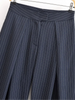 Stripe Pleated Wide Leg Pants For Women Elegant Pockets High Waist Long Trousers Autumn Lady High Street Chic Pants