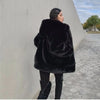 Coat Women's Autumn and Winter Loose Plush Faux Rabbit Fur Hooded Cardigan Women Casual Medium Length Fur Coat