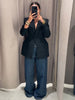 Elegant Shoulder Pad Slim Suit Jackets Women Solid Lapel Long Sleeved Jacket Female Spring Chic Daily Style Outwears Tops